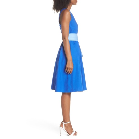 J. Crew Sapphire Two-tone Tie Waist Sheath Dress - Picture 3 of 8